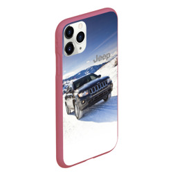 Чехол для iPhone 11 Pro Max матовый Chrysler Jeep Cherokee в горах зимой - фото 2