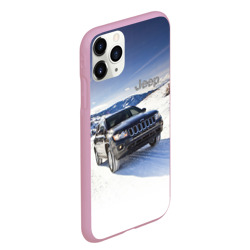 Чехол для iPhone 11 Pro Max матовый Chrysler Jeep Cherokee в горах зимой - фото 2