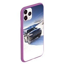 Чехол для iPhone 11 Pro Max матовый Chrysler Jeep Cherokee в горах зимой - фото 2