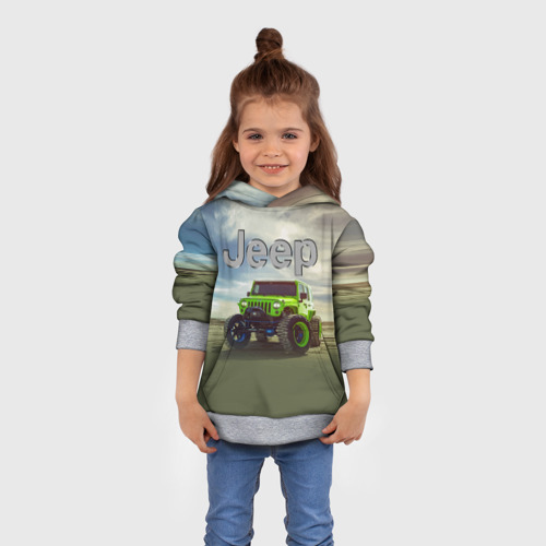 Детская толстовка 3D Chrysler Jeep Rubicon в пустыне, цвет меланж - фото 4