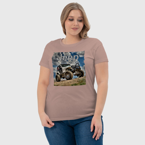 Женская футболка хлопок с принтом Chrysler Jeep Fordyce в пустыне, фото #4