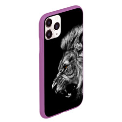 Чехол для iPhone 11 Pro Max матовый Чёрно белый лев - фото 2