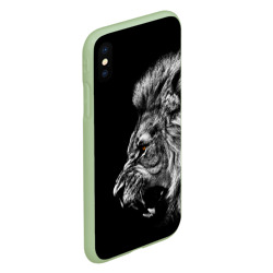 Чехол для iPhone XS Max матовый Чёрно белый лев - фото 2