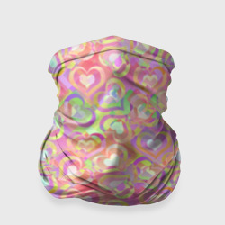 Бандана-труба 3D Узор сердечками в карамельных тонах