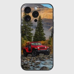 Чехол для iPhone 16 Pro силиконовый с защитой камеры Chrysler Jeep Wrangler Rubicon в горах