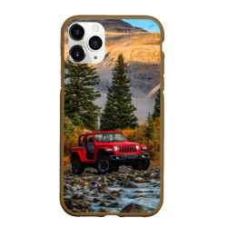 Чехол для iPhone 11 Pro Max матовый Chrysler Jeep Wrangler Rubicon в горах