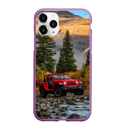 Чехол для iPhone 11 Pro Max матовый Chrysler Jeep Wrangler Rubicon в горах