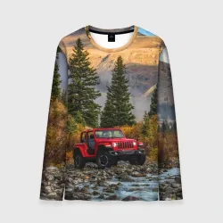 Мужской лонгслив 3D Chrysler Jeep Wrangler Rubicon в горах