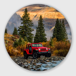 Круглый коврик для мышки Chrysler Jeep Wrangler Rubicon в горах