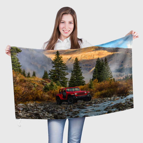 Флаг 3D Chrysler Jeep Wrangler Rubicon в горах