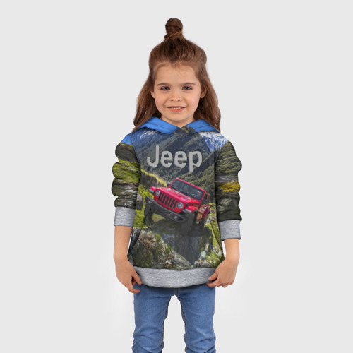 Детская толстовка 3D Chrysler Jeep Wrangler Rubicon - горы, цвет меланж - фото 4