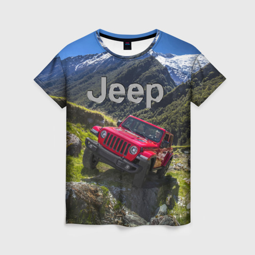 Женская футболка 3D Chrysler Jeep Wrangler Rubicon - горы, цвет 3D печать