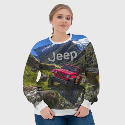 Женский свитшот 3D Chrysler Jeep Wrangler Rubicon - горы, цвет 3D печать - фото 6