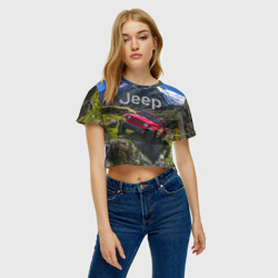 Женская футболка Crop-top 3D Chrysler Jeep Wrangler Rubicon - горы - фото 2