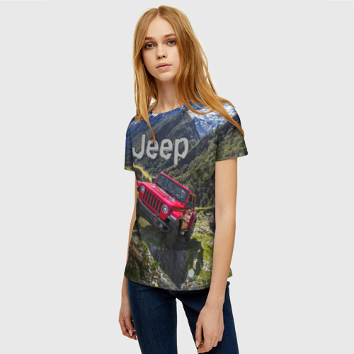 Женская футболка 3D Chrysler Jeep Wrangler Rubicon - горы, цвет 3D печать - фото 3