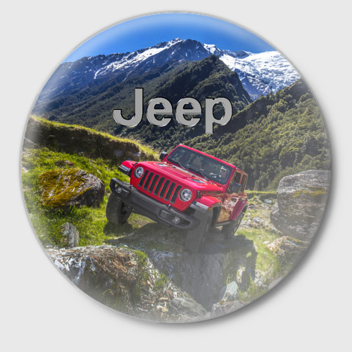 Значок Chrysler Jeep Wrangler Rubicon - горы, цвет белый