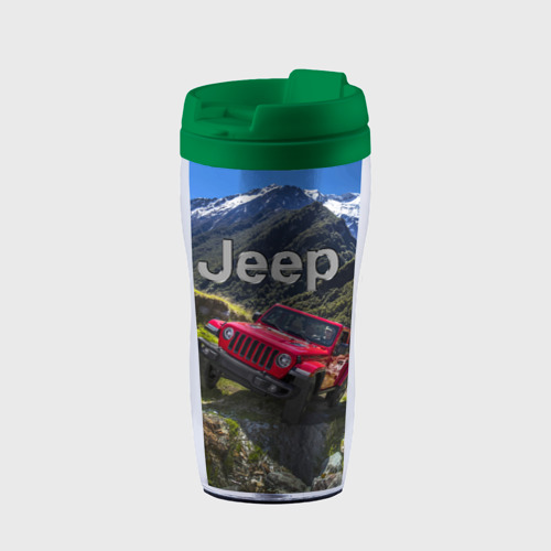 Термокружка-непроливайка Chrysler Jeep Wrangler Rubicon - горы, цвет зеленый