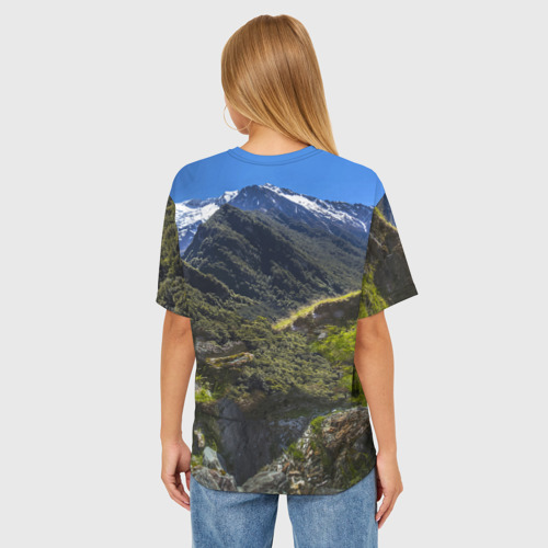 Женская футболка oversize 3D Chrysler Jeep Wrangler Rubicon - горы, цвет 3D печать - фото 4