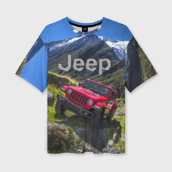Женская футболка oversize 3D Chrysler Jeep Wrangler Rubicon - горы