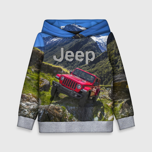 Детская толстовка 3D Chrysler Jeep Wrangler Rubicon - горы, цвет меланж