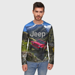 Мужской лонгслив 3D Chrysler Jeep Wrangler Rubicon - горы - фото 2