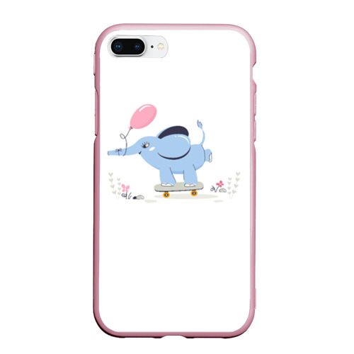 Чехол для iPhone 7Plus/8 Plus матовый Веселый слон, цвет розовый