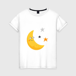 Женская футболка хлопок Месяц со звездами