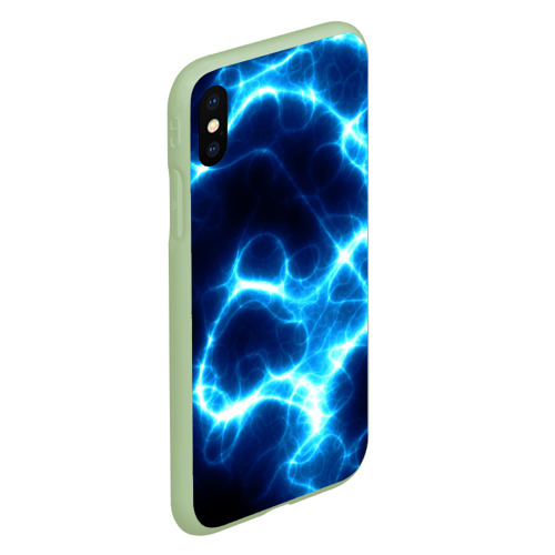 Чехол для iPhone XS Max матовый Молния грозовая - электрические разряды, цвет салатовый - фото 3