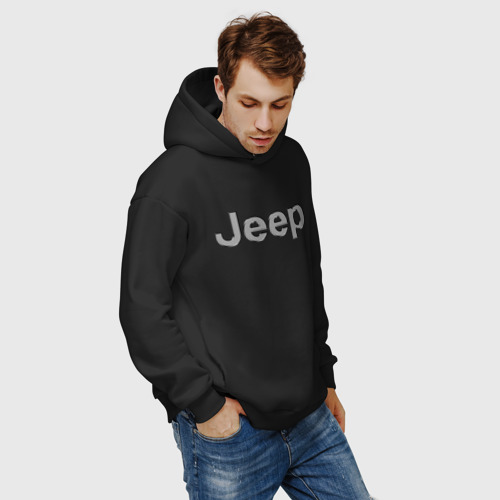 Мужское худи Oversize хлопок Jeep - emblem, цвет черный - фото 7