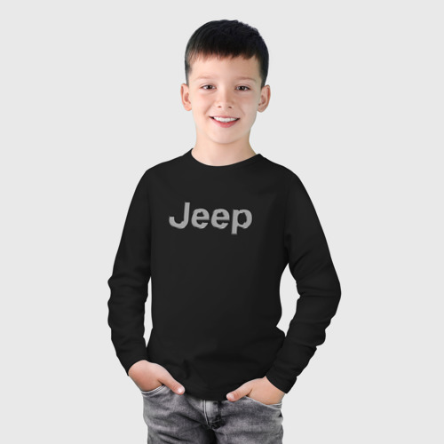 Детский лонгслив хлопок с принтом Jeep - emblem, фото на моделе #1