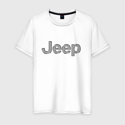 Мужская футболка из хлопка с принтом Jeep - emblem, вид спереди №1