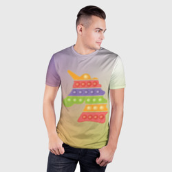 Мужская футболка 3D Slim Пузырчатый единорог поп-ит - фото 2
