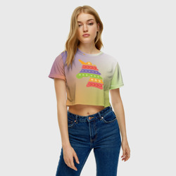 Женская футболка Crop-top 3D Пузырчатый единорог поп-ит - фото 2