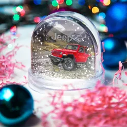 Игрушка Снежный шар Chrysler Jeep Wrangler Rubicon на горной дороге - фото 2