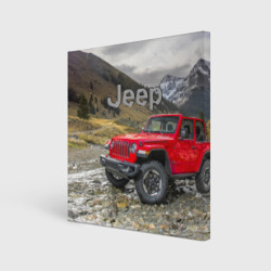 Холст квадратный Chrysler Jeep Wrangler Rubicon на горной дороге