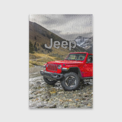 Обложка для паспорта матовая кожа Chrysler Jeep Wrangler Rubicon на горной дороге