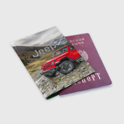 Обложка для паспорта матовая кожа Chrysler Jeep Wrangler Rubicon на горной дороге - фото 2