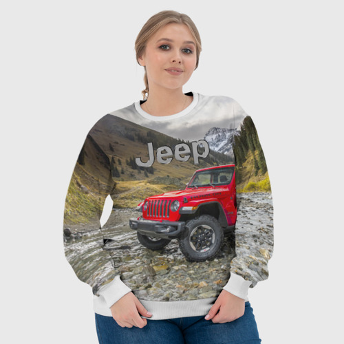 Женский свитшот 3D Chrysler Jeep Wrangler Rubicon на горной дороге, цвет 3D печать - фото 6