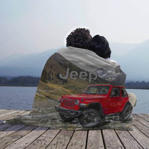 Плед 3D Chrysler Jeep Wrangler Rubicon на горной дороге, цвет 3D (велсофт) - фото 3