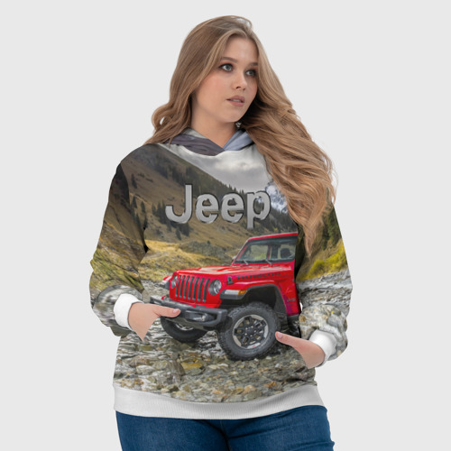 Женская толстовка 3D Chrysler Jeep Wrangler Rubicon на горной дороге, цвет 3D печать - фото 6