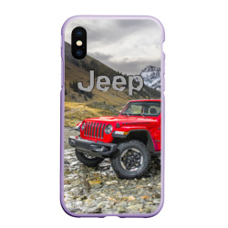 Чехол для iPhone XS Max матовый Chrysler Jeep Wrangler Rubicon на горной дороге