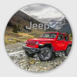 Круглый коврик для мышки Chrysler Jeep Wrangler Rubicon на горной дороге