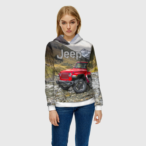Женская толстовка 3D Chrysler Jeep Wrangler Rubicon на горной дороге, цвет 3D печать - фото 3