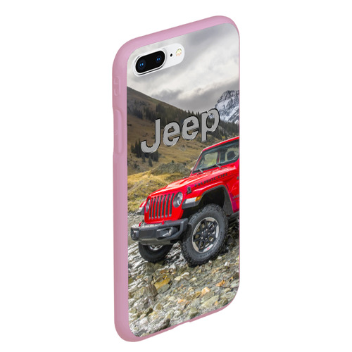 Чехол для iPhone 7Plus/8 Plus матовый Chrysler Jeep Wrangler Rubicon на горной дороге, цвет розовый - фото 3