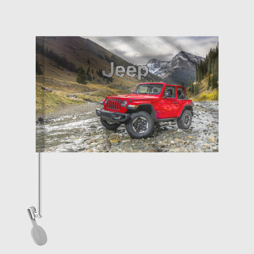 Флаг для автомобиля Chrysler Jeep Wrangler Rubicon на горной дороге - фото 2