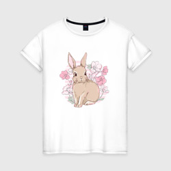 Зайка в цветах – Женская футболка хлопок с принтом купить со скидкой в -20%