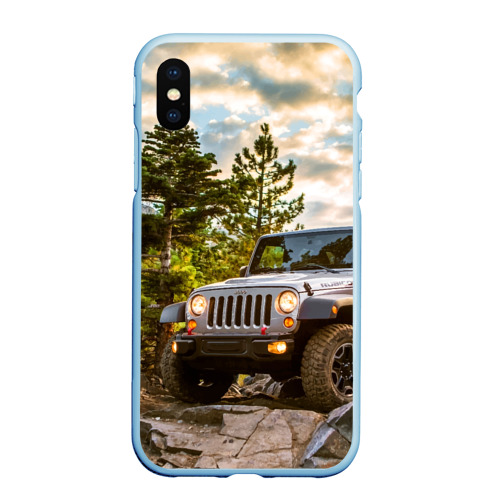 Чехол для iPhone XS Max матовый Chrysler Jeep Wrangler Rubicon на природе, цвет голубой