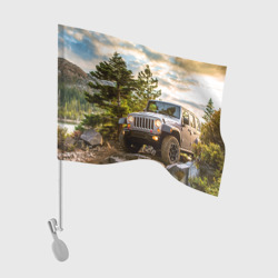 Флаг для автомобиля Chrysler Jeep Wrangler Rubicon на природе