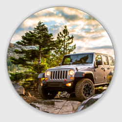 Круглый коврик для мышки Chrysler Jeep Wrangler Rubicon на природе