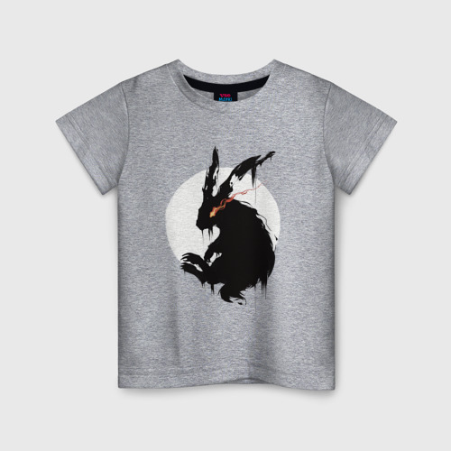 Детская футболка хлопок с принтом Черный кролик 2023, вид спереди #2
